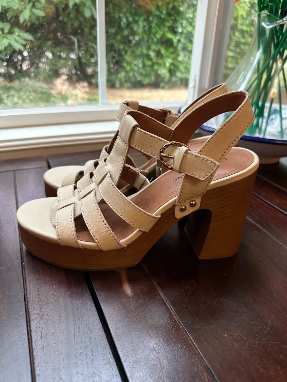 Lucky Brand Luciana Gladiator Sandal Cream Leather 7.5 Great - Picture 2 of 5